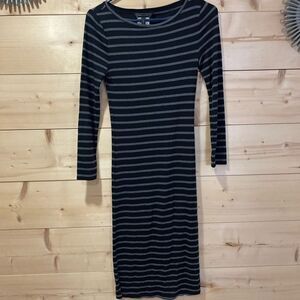 BCBGMAXAZRIA black and gray striped dress